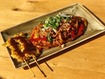 High angle view of food on table