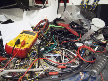 Close-up of objects on table