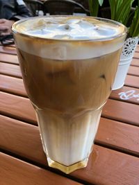 Close-up of coffee cup on table