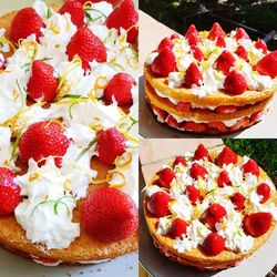 Close-up of strawberry cake