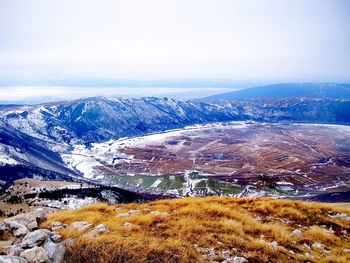 Scenic view of mountains against sky