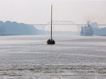 Boat sailing in sea