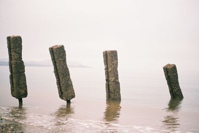 Panoramic view of sea against clear sky