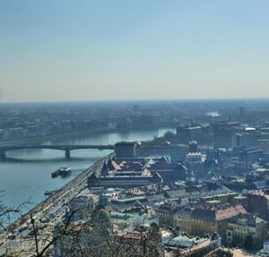 High angle view of suspension bridge