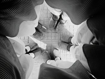 High angle view of man working at restaurant