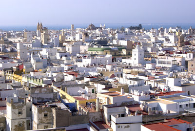 High angle view of townscape against sky