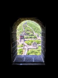 View of building through window