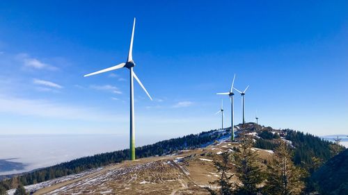 Wind turbines on land against sky / wind energie windräder auf der weinebene 