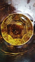 High angle view of beer in glass