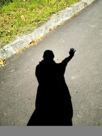 Shadow of people on road