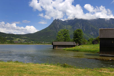 Scenic view of lake against sky