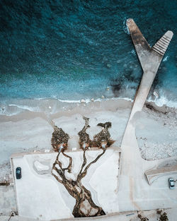 High angle view of swimming pool on beach