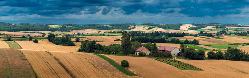 A beautiful panorama of the west roztocze. undulating hills, fields and forests. 