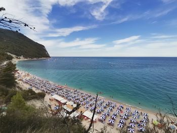 High angle view of beach against sky