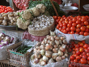 Various fruits in market stall