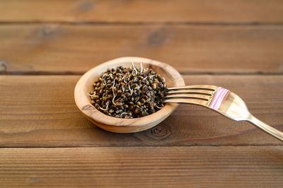 Close-up of breakfast on table