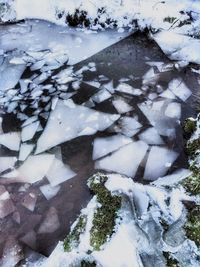 High angle view of snow in winter