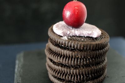 Close-up of strawberries on table