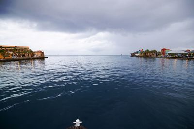 Scenic view of sea against cloudy sky