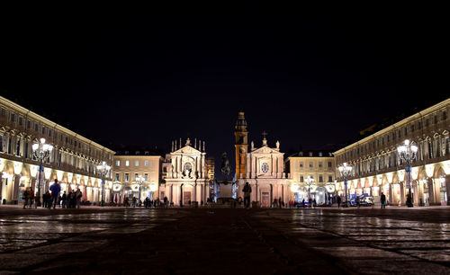 View of city at night