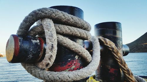 Close-up of rope against clear sky