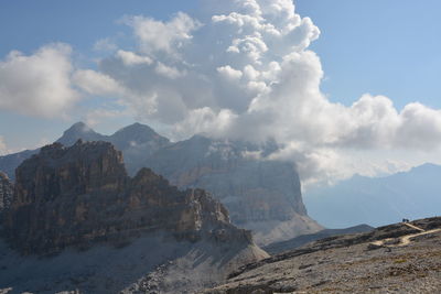 Panoramic view of rocky mountains against sky