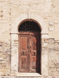 Closed door of old building