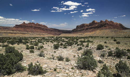 Scenic view of arid landscape against sky