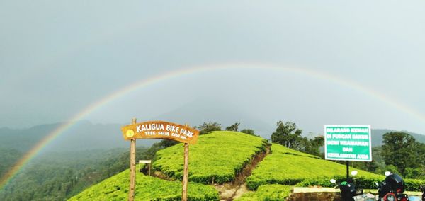 Scenic view of rainbow against sky