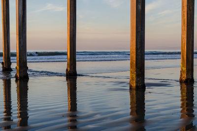 Scenic view of sea against sky at sunset