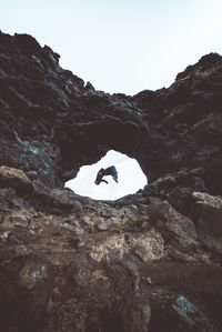 Low angle view of mountain against clear sky