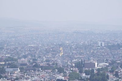 High angle view of city against sky