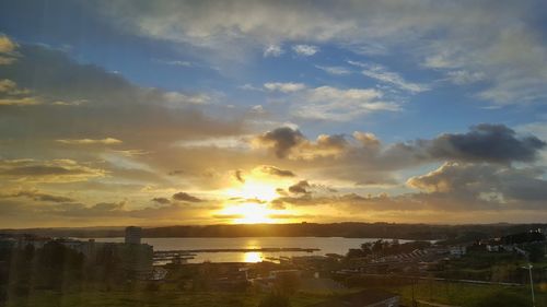 Scenic view of sunset over sea