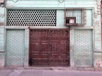 Closed door of building