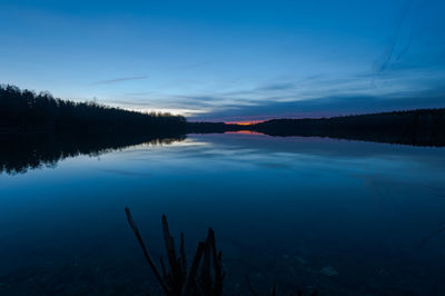 Scenic view of lake against sky at sunset