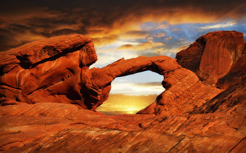 Rock formations at sunset