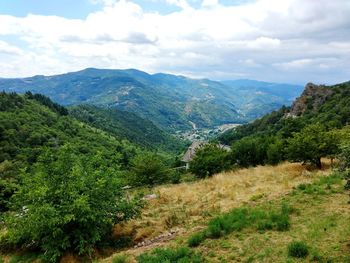 Scenic view of mountains against sky