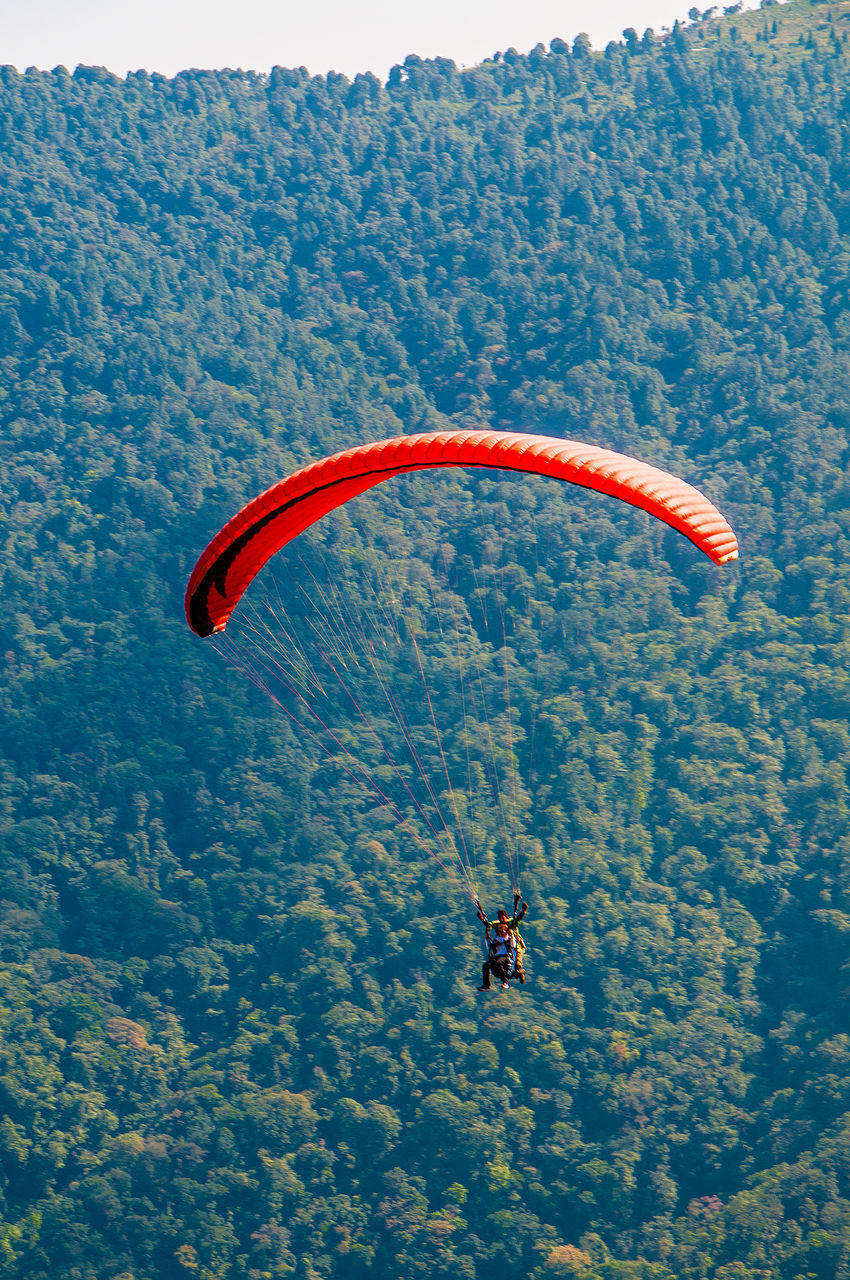 PERSON PARAGLIDING IN MID-AIR