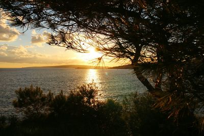 Scenic view of sea against sky at sunset