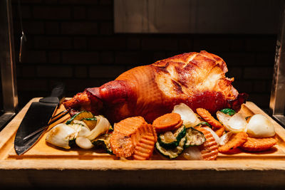 Close-up of food on cutting board