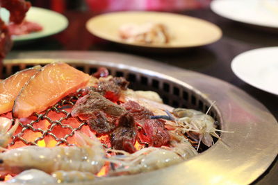 Close-up of seafood in plate