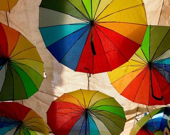 Low angle view of multi colored umbrella