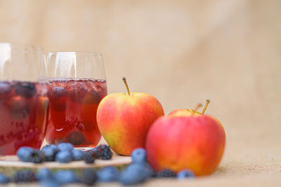 Close-up of apples on table