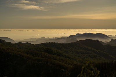 Scenic view of landscape against sky during sunset