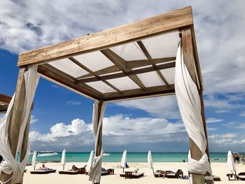 Low angle view of beach against sky