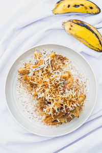High angle view of food on table