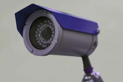 Close-up of camera on black background