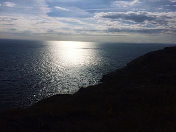 Scenic view of sea at sunset