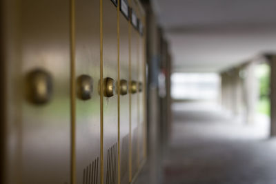 Close-up of metal lockers