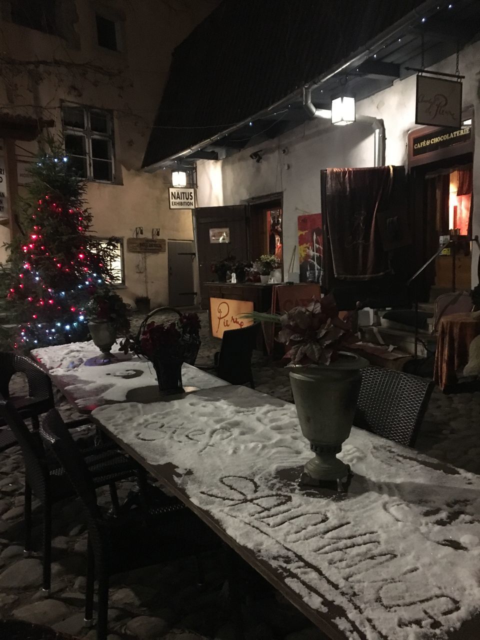 indoors, no people, illuminated, table, christmas tree, architecture, christmas, tree, day